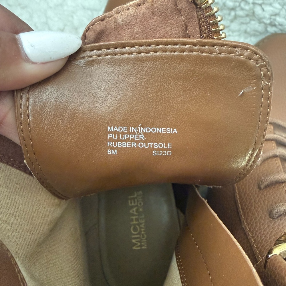 Michael Kors Brown Lace-Up MK Logo Combat Boots - Picture 7 of 8